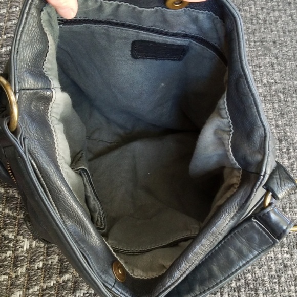 Large C.Z. Falconer Designer Black Leather Handbag purse - Picture 6 of 7